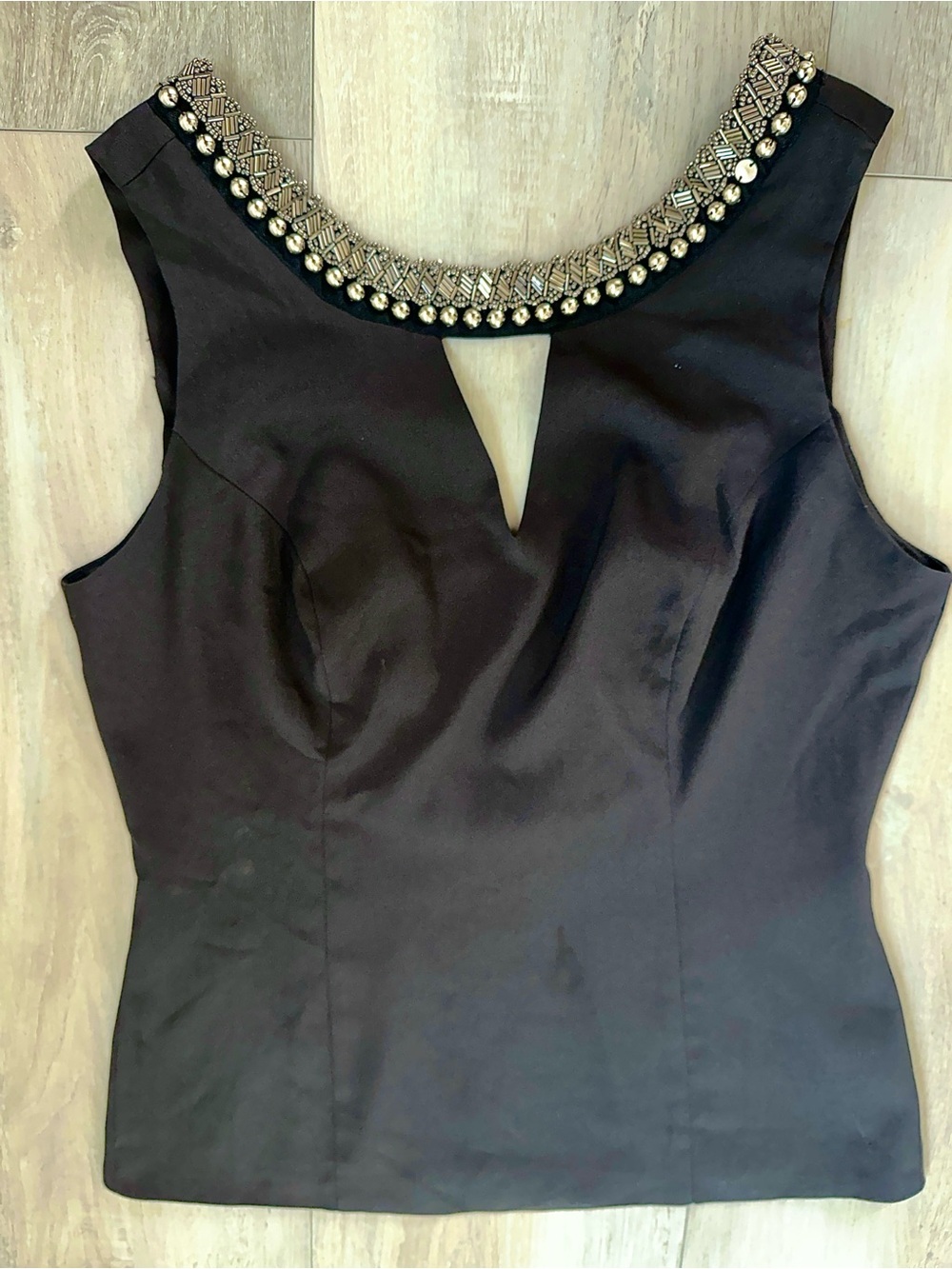XOXO Black Sleeveless Embellished Neckline Top SIZE LARGE